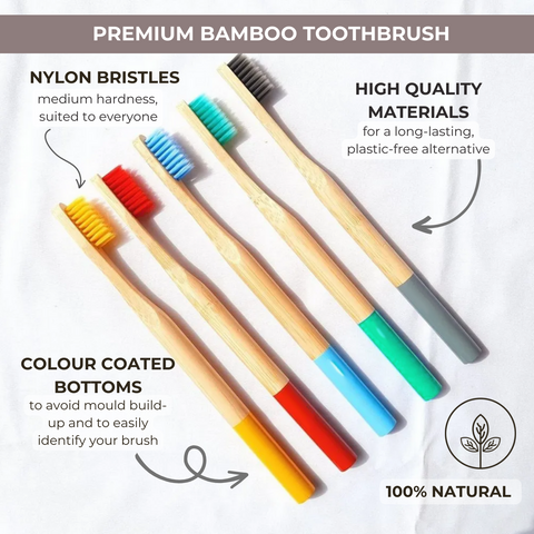 Premium Bamboo Toothbrush | Pack of 4 | Medium Hardness
