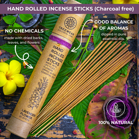 Hand rolled Natural Incense Sticks - Pack of 40