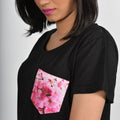 Women's Black Cherry Blossom Pocket T-shirt