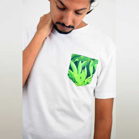 Men's White Cannabis Pocket T-shirt