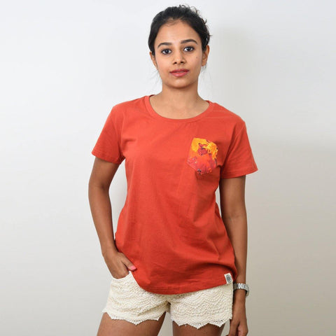 Women's Red Maple Pocket T-shirt